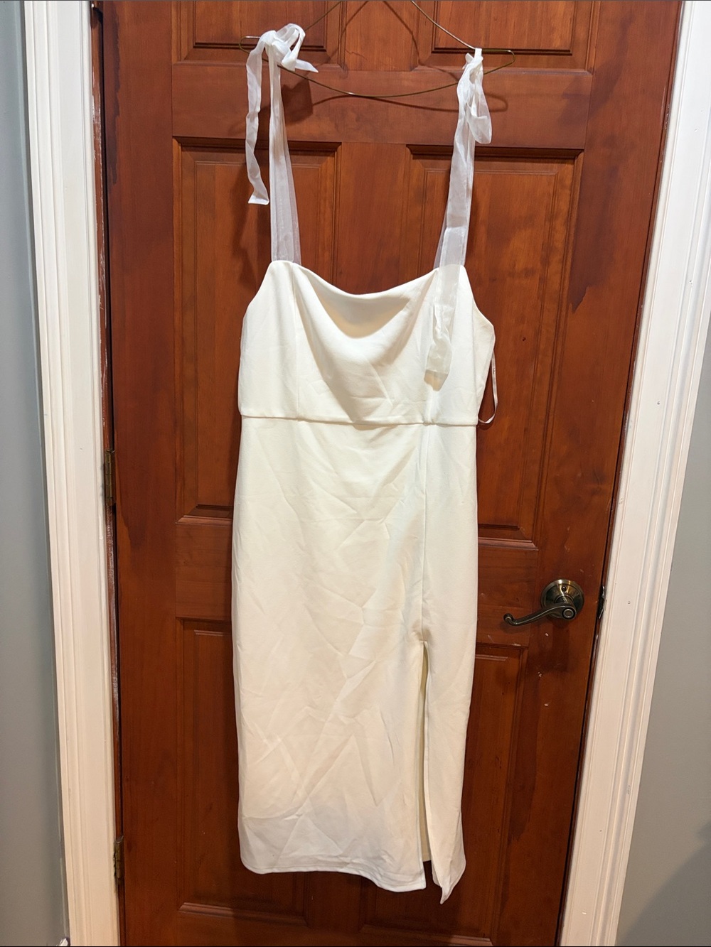 White Midi Dress with Tie Straps